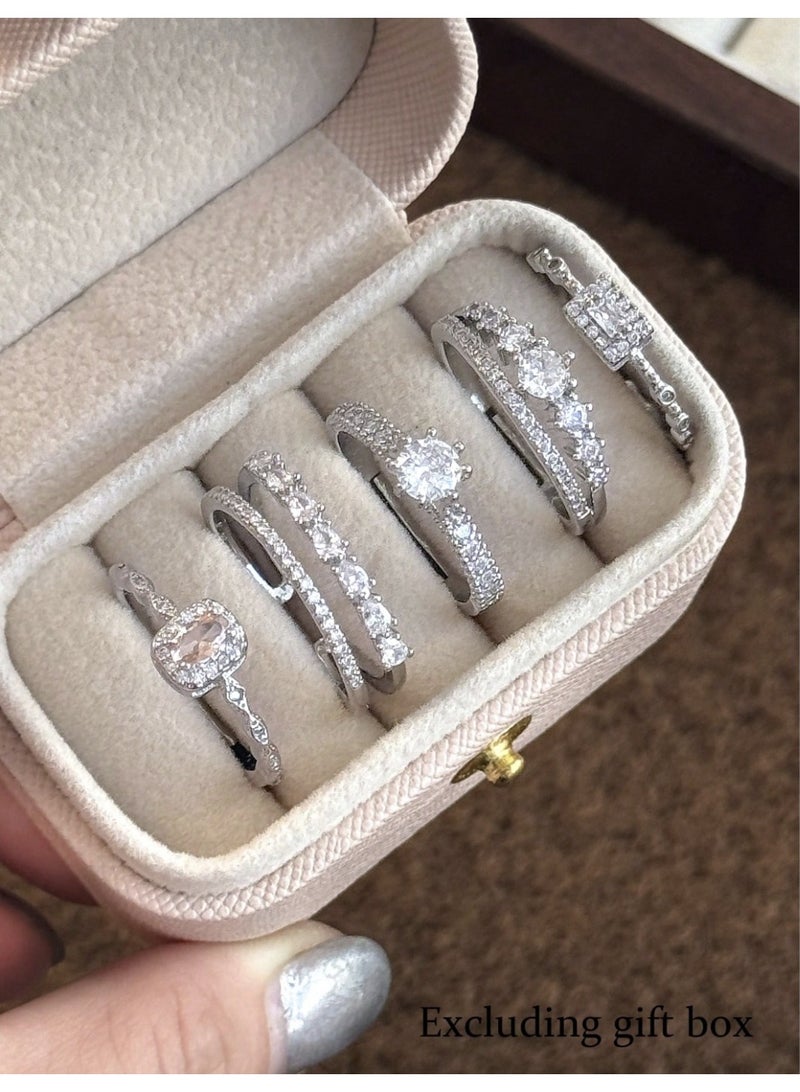 ڤيا مجموعة خواتم نسائية فاخرة عصرية مرصّعة بالزركونيا – 5 قطع - Image 1